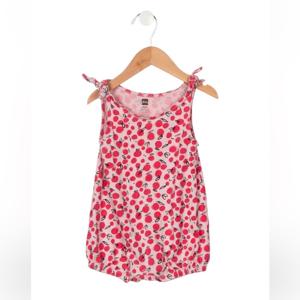 Tea girl’s sleeveless printed onesie